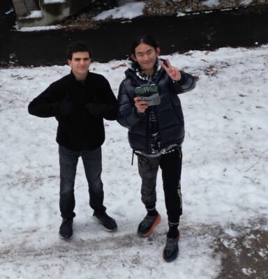 UWC ISAK Japan Grade 10 Amine and Ethan flying their drone over the school's crops to estimate its health