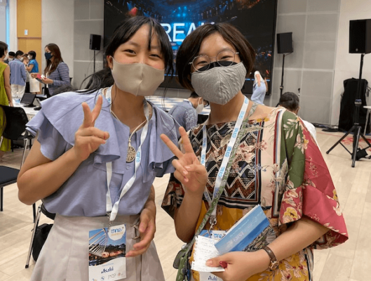 UWC ISAK Japan students Midori and Sayaka at One Young World Speech challenge