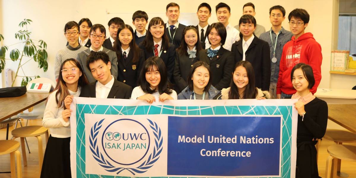 Student participants to UWC ISAK Japan's first Model United Nations organized  