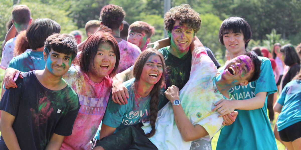 UWC ISAK Japan students celebrating Holi Festival in 2019