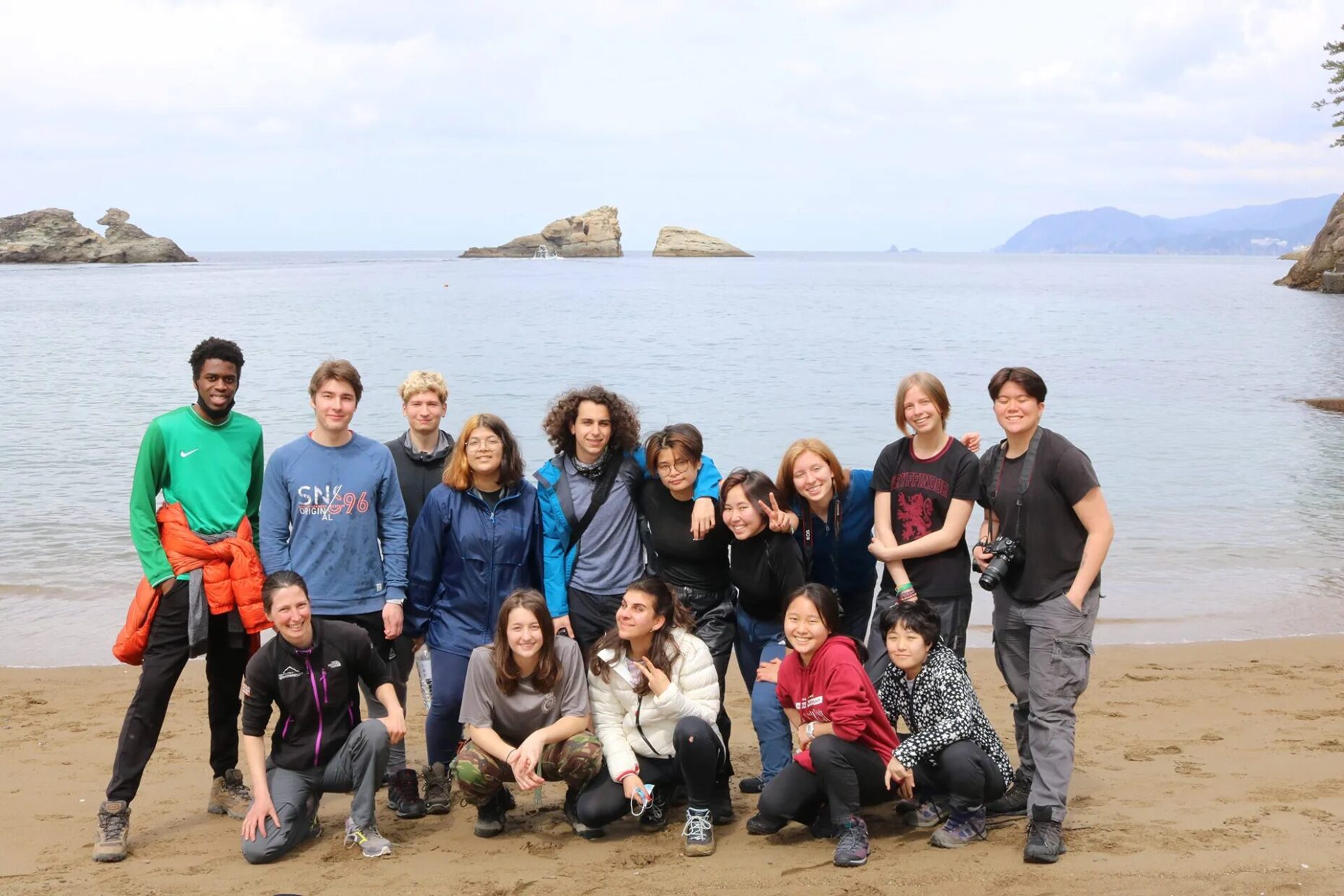 UWC ISAK Japan students during a club trip by the sea