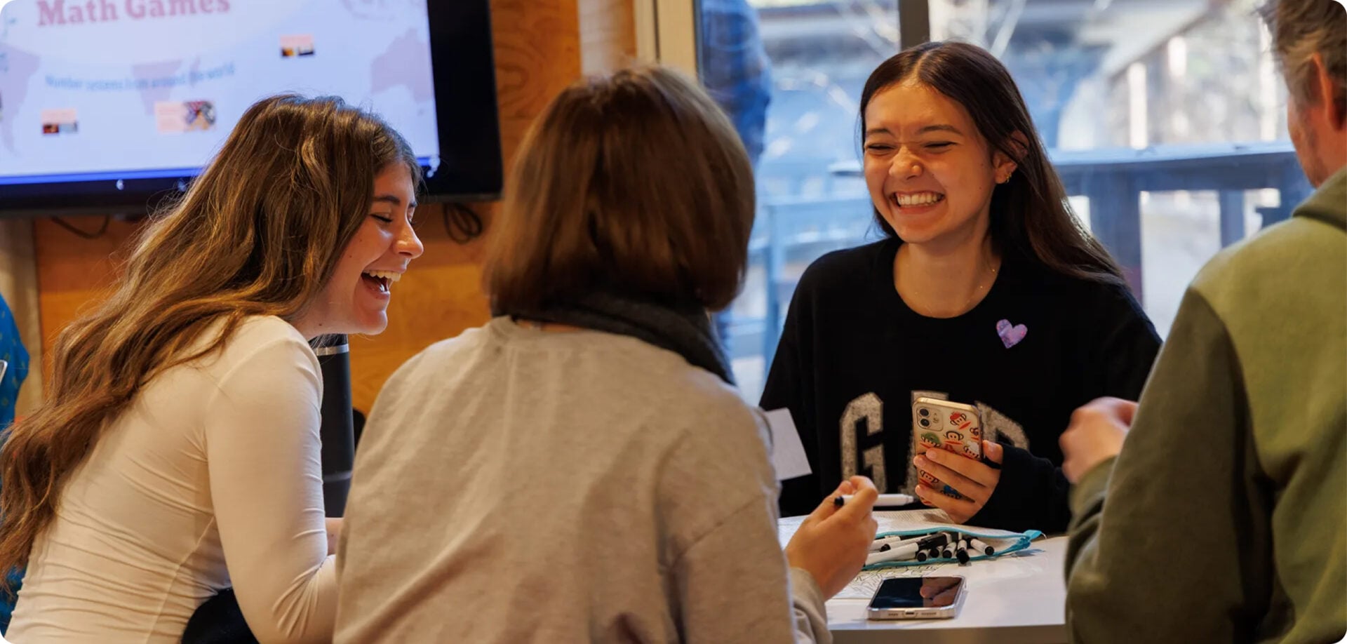 Prospective families meeting UWC ISAK Japan students during a campus event